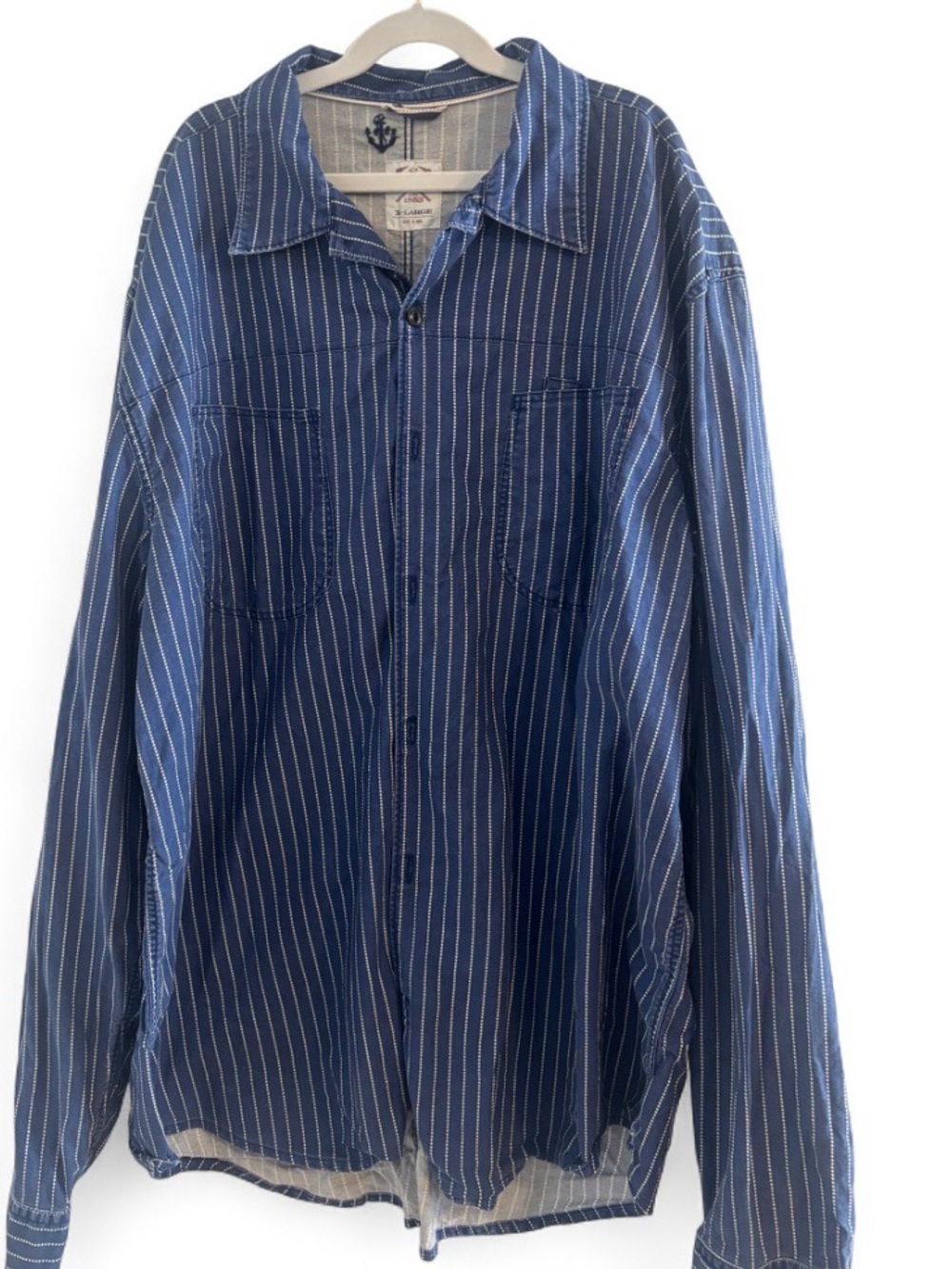 Men's Blue Striped Button-Up Shirt